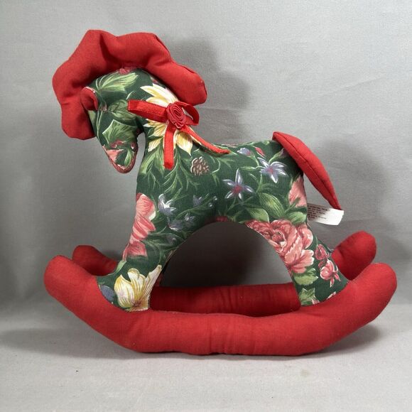 Vintage 1992 Four Star International Floral Plush Rocking Horse - Picture 1 of 11